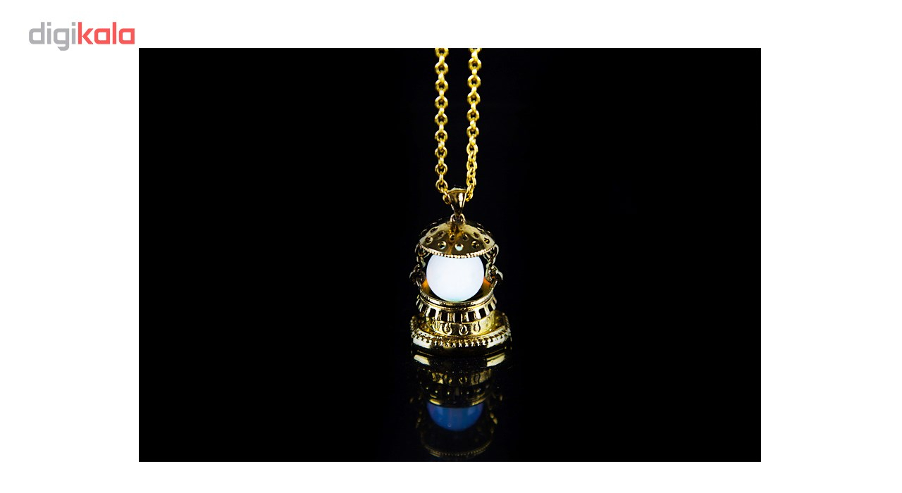 گردنبند لئو مدل لنترن طلایی نور سبز کد LGG