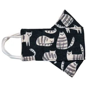 ماسک پارچه‌ای مدل سه بعدی طرح گربه 