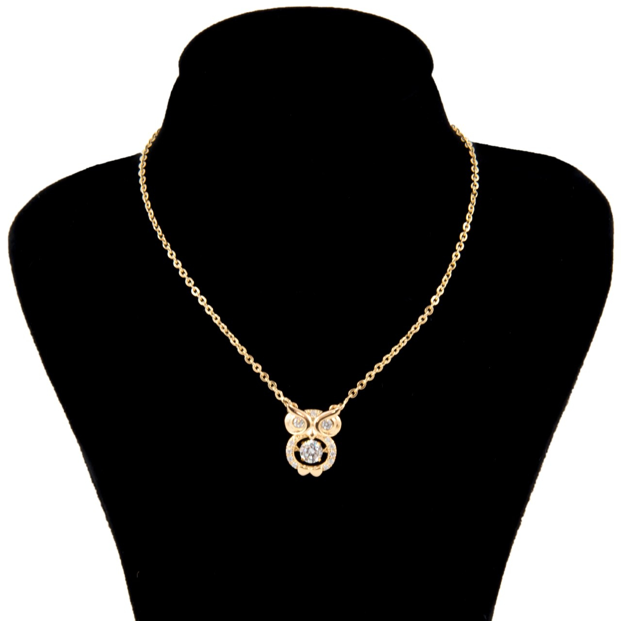 گردنبند ژوپینگ مدل جغد نگین دار متحرک