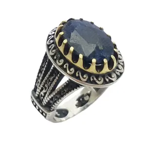 انگشتر نقره مردانه مدل یاقوت کبود کد 41078