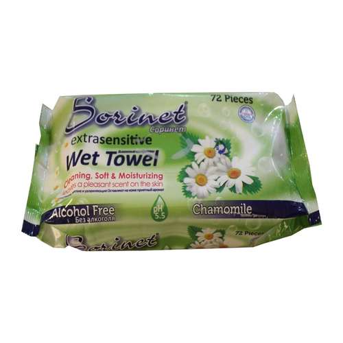 دستمال مرطوب سورینت مدل Chamomile بسته 72 عددی