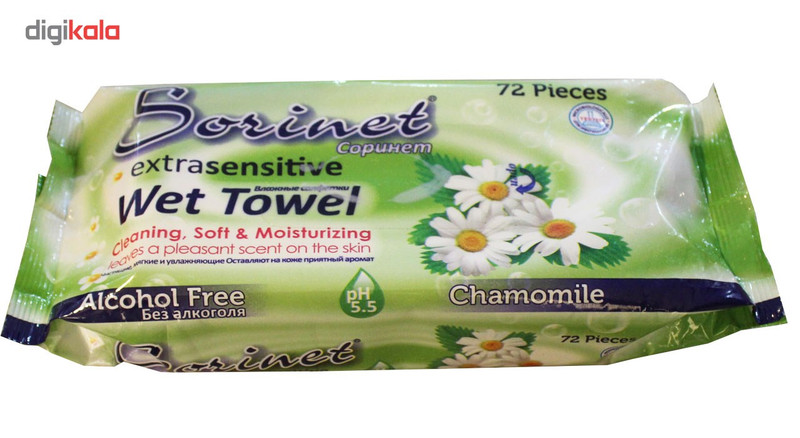 دستمال مرطوب سورینت مدل Chamomile بسته 72 عددی