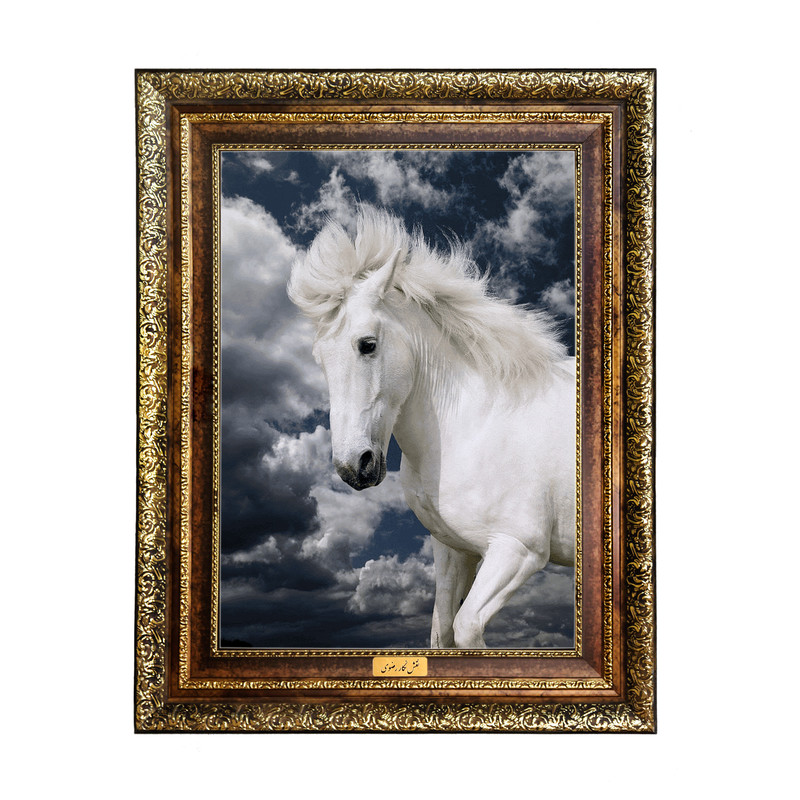 تابلو فرش ماشینی نقش نگار رضوی طرح اسب کد 493H