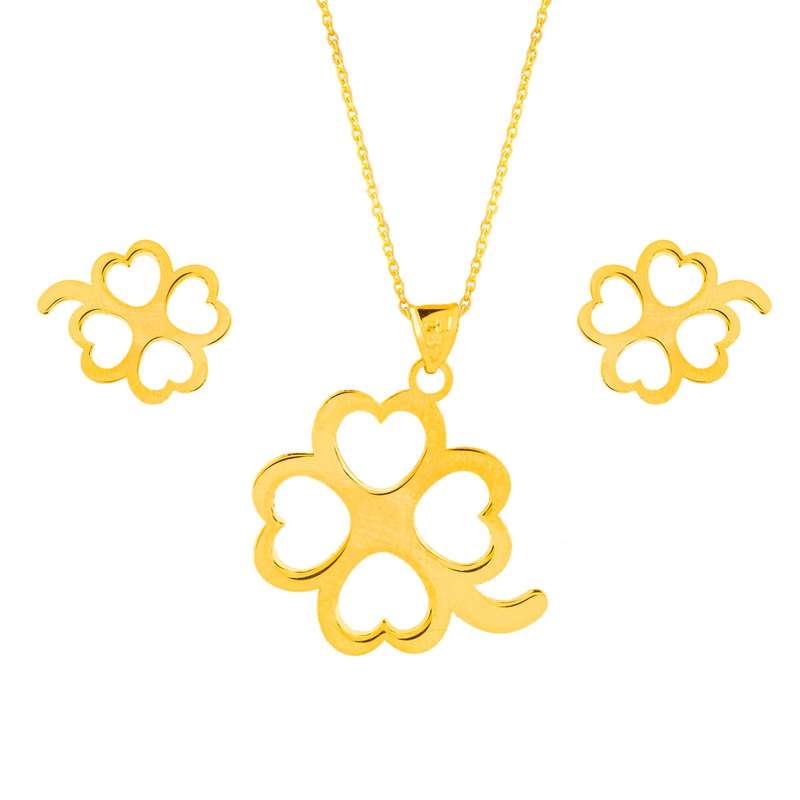 نیم ست طلای 18 عیار زنانه سیم و گوهر مدل GLE168