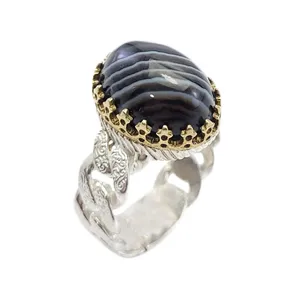 انگشتر نقره مردانه مدل عقیق سلیمانی کد 5846279