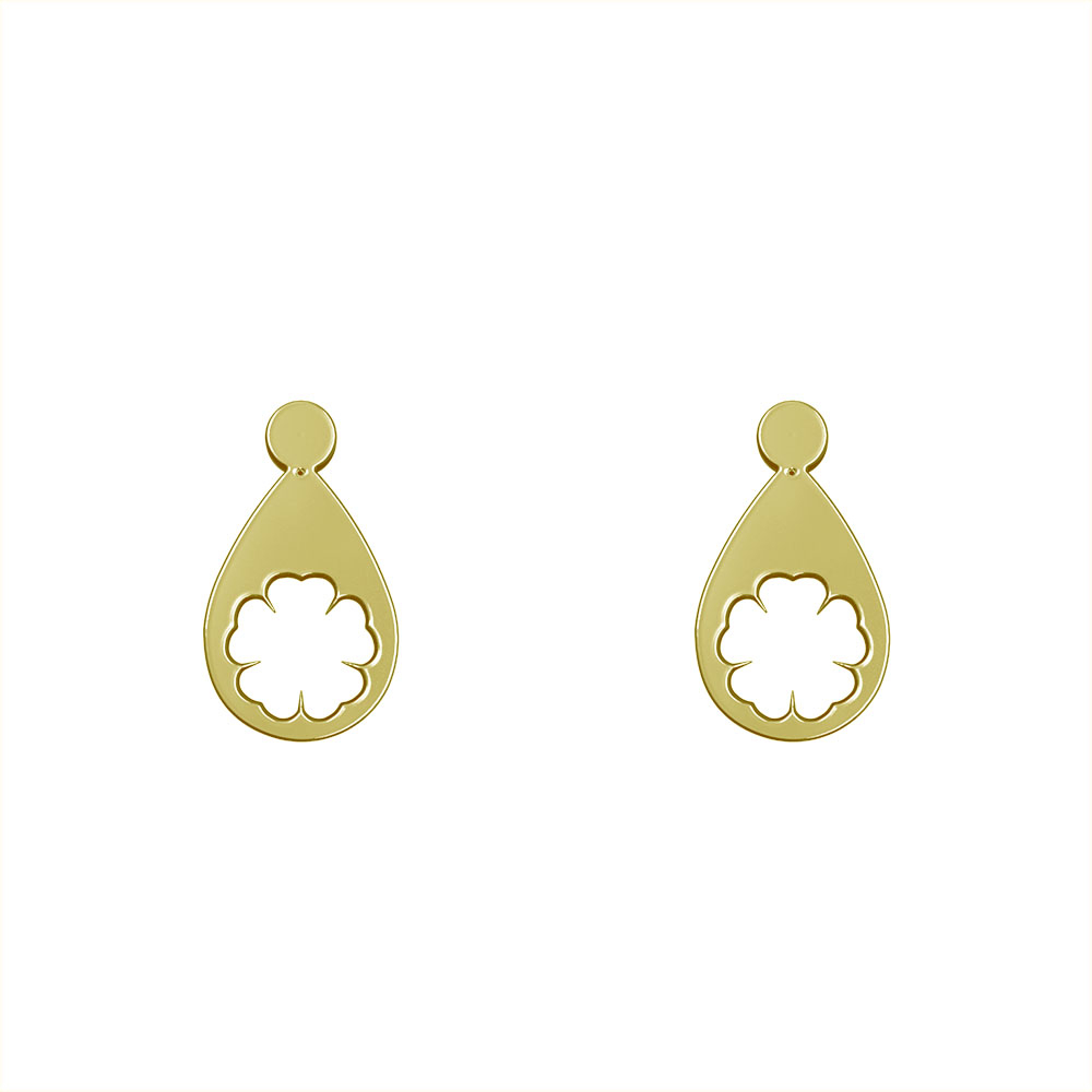 گوشواره طلا 18 عیار زنانه مدوپد مدل هندسی کد GA1-13282