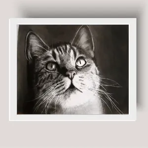 تابلو نقاشی سیاه قلم مدل گربه