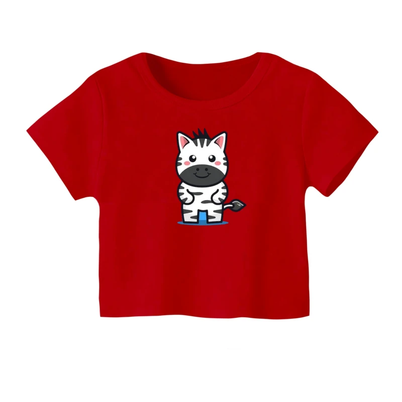 کراپ‌ تی‌شرت آستین کوتاه زنانه مدل گورخر کد 6