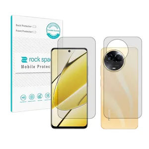  Rockspace HyGEL model transparent screen protector suitable for Realme11 5G mobile phone along with the back of the phone