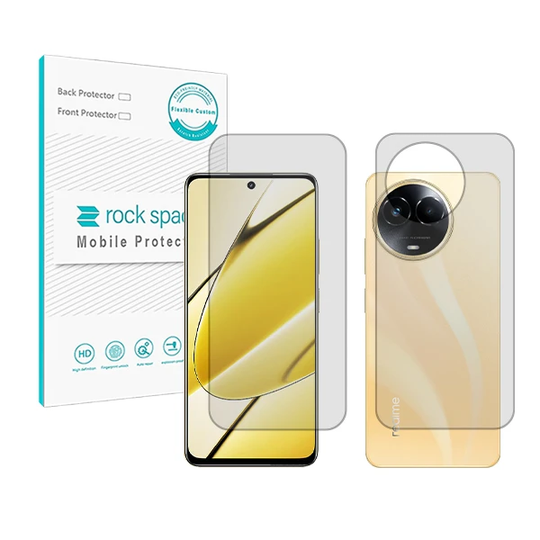 محافظ صفحه نمایش شفاف راک اسپیس مدل HyGEL مناسب برای گوشی موبایل ریلمی 11 5G به همراه محافظ پشت گوشی