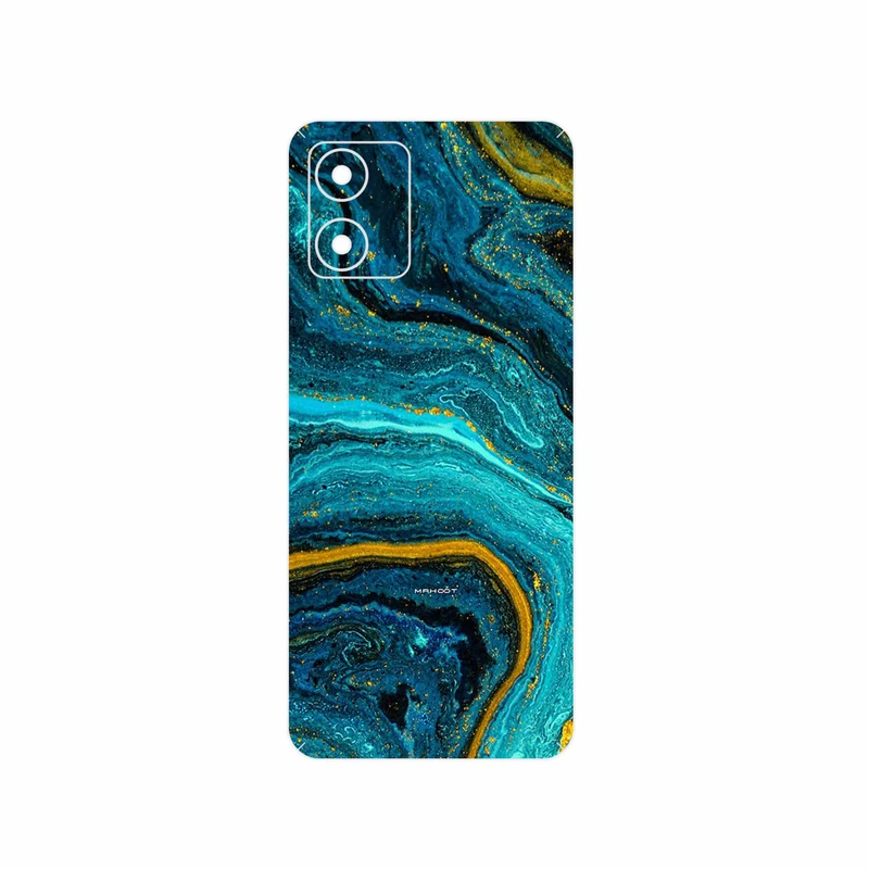 برچسب پوششی ماهوت مدل Turquoise marblewith golden streaks مناسب برای گوشی موبایل موتورولا Moto E13