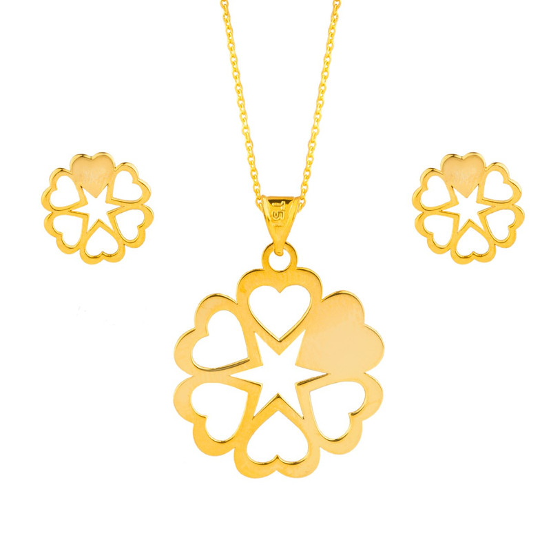 نیم ست طلای 18 عیار زنانه سیم و گوهر مدل GLE169