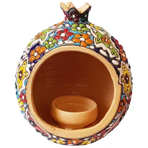 شمعدان سفالی لازاپونی طرح مینا کاری کد L150z