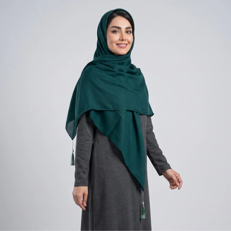 روسری زنانه مدل کرپ فلورانس منگوله دار