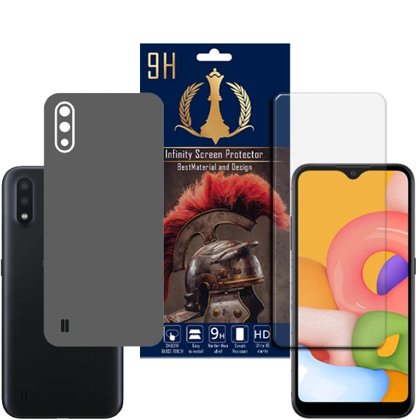 برچسب پوششی اینفینیتی مدل PRO MAX مناسب برای گوشی موبایل سامسونگ Galaxy A01 به همراه محافظ صفحه نمایش