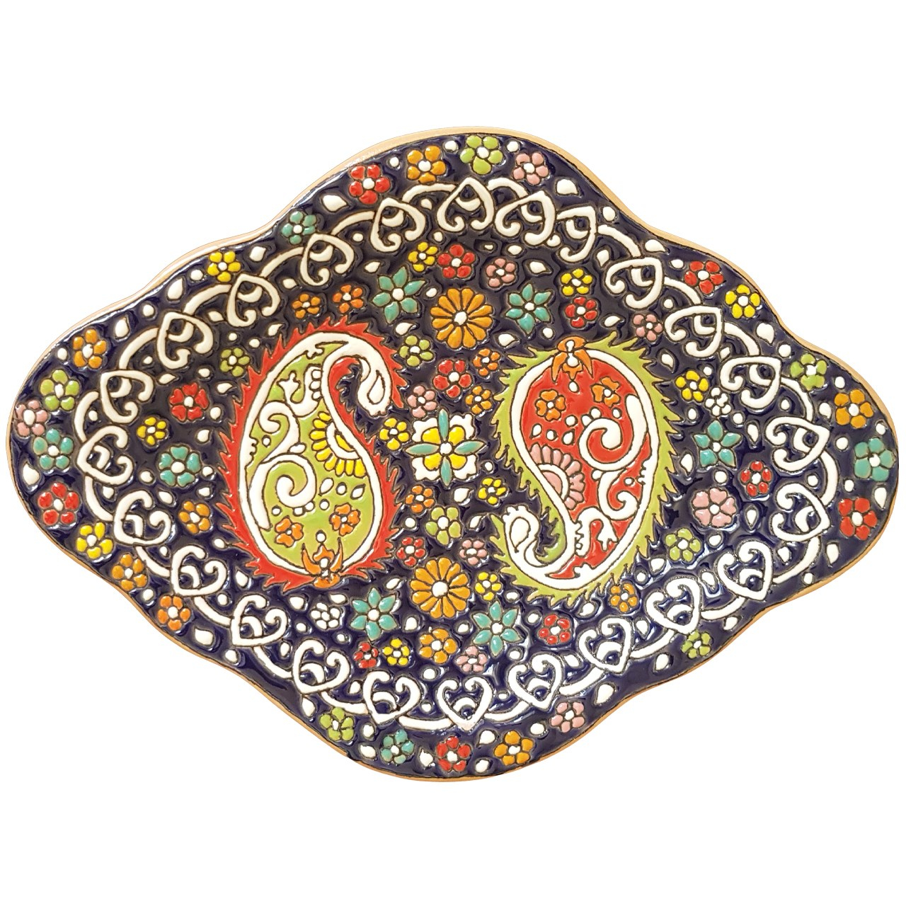 شکلات خوری سفالی لازاپونی طرح میناکاری کد L164z مدل هفت سین