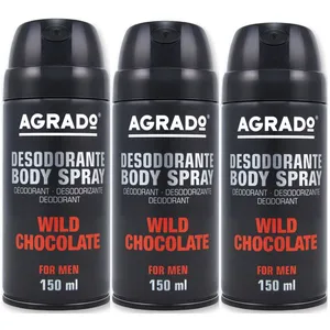 اسپری خوشبو کننده بدن مردانه آگرادو مدل Wild Chocolate حجم 450 میلی لیتر پک سه عددی
