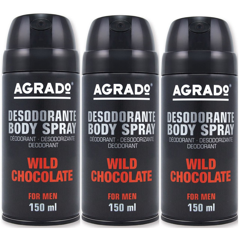 اسپری خوشبو کننده بدن مردانه آگرادو مدل Wild Chocolate حجم 450 میلی لیتر پک سه عددی