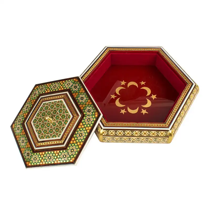 شکلات خوری خاتم کاری طرح شش گوش کد 06