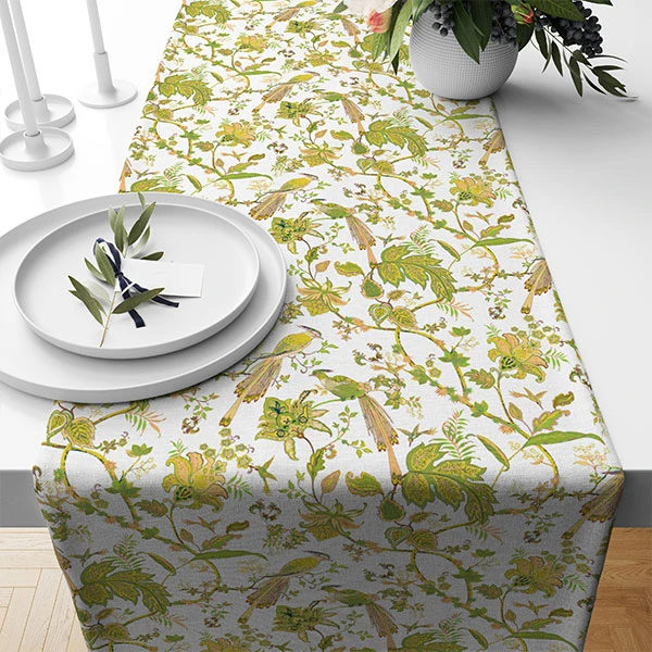 رانر طرح پرنده و گل طلایی کد F3RU1118