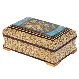 جعبه جواهر خاتم کاری گالری گوهران مدل باغ طوطی بزرگ کد 81