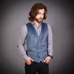 جلیقه مردانه مدل مخمل چهارخانه ریز رنگ ابی