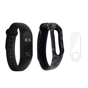 مچ بند هوشمند شیائومی مدل Mi Band 2 به همراه بند سیلیکونی طرح چریکی  و  گلس