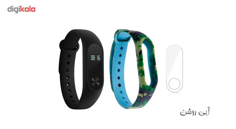 مچ بند هوشمند شیائومی مدل Mi Band 2 به همراه بند سیلیکونی طرح چریکی و گلس