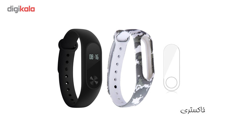 مچ بند هوشمند شیائومی مدل Mi Band 2 به همراه بند سیلیکونی طرح چریکی و گلس