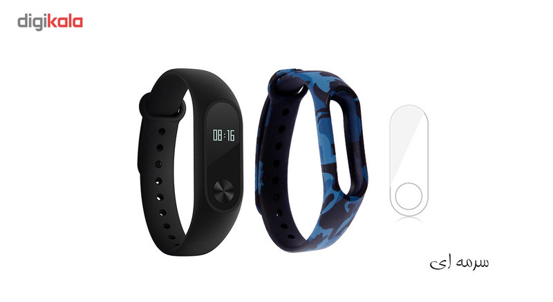 مچ بند هوشمند شیائومی مدل Mi Band 2 به همراه بند سیلیکونی طرح چریکی و گلس