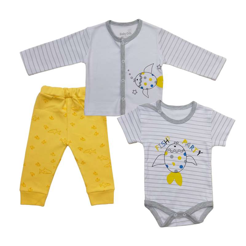 ست 3 تکه لباس نوزادی طرح ماهی کوچولو مدل 20408