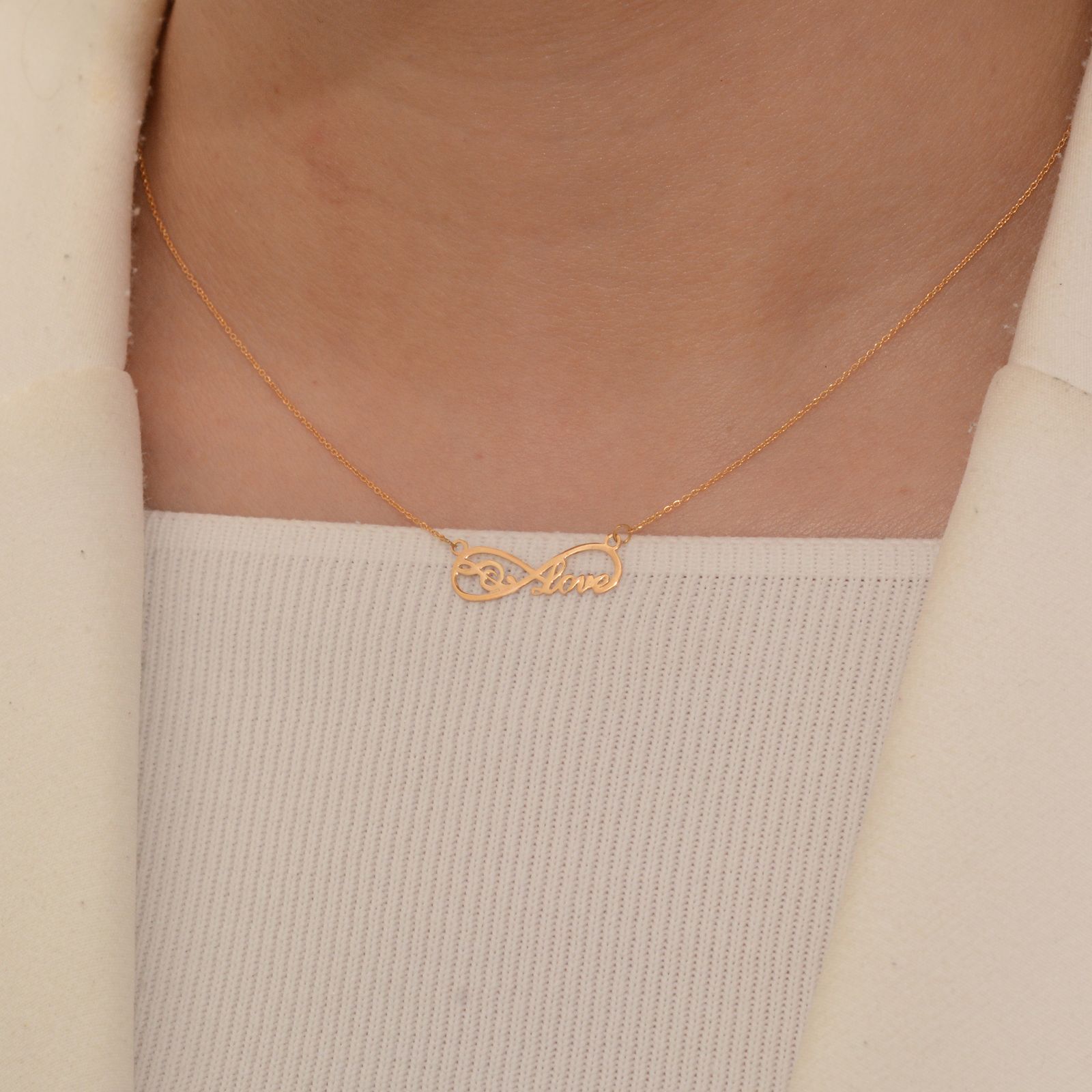 گردنبند طلا 18 عیار زنانه طلای مستجابی مدل بی نهایت لاو و سل  کد 4 -  - 3