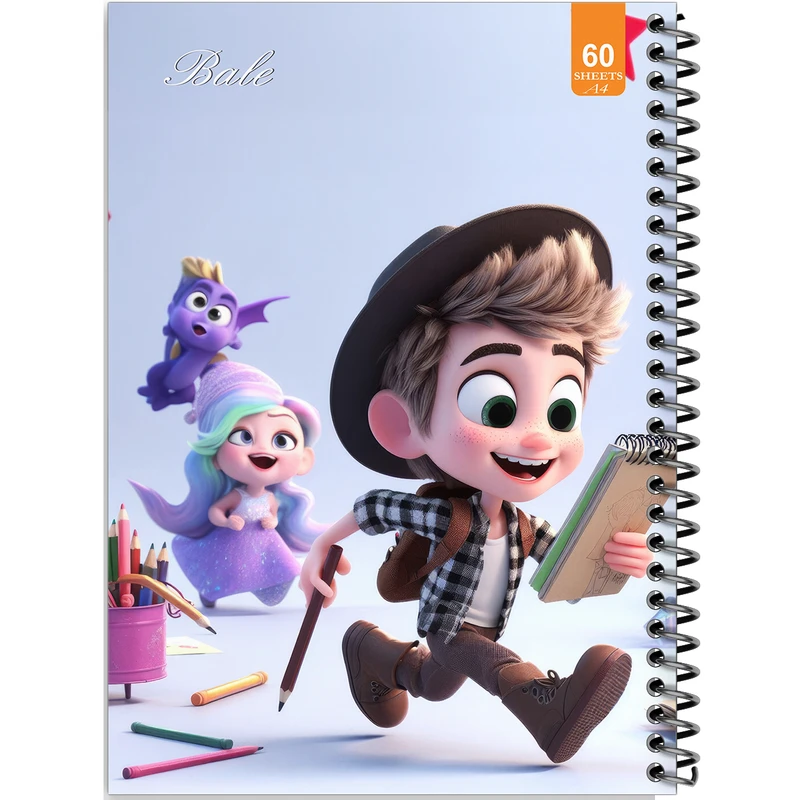 دفتر نقاشی 60 برگ انتشارات بله طرح فانتزی پسرانه کد A4-O269