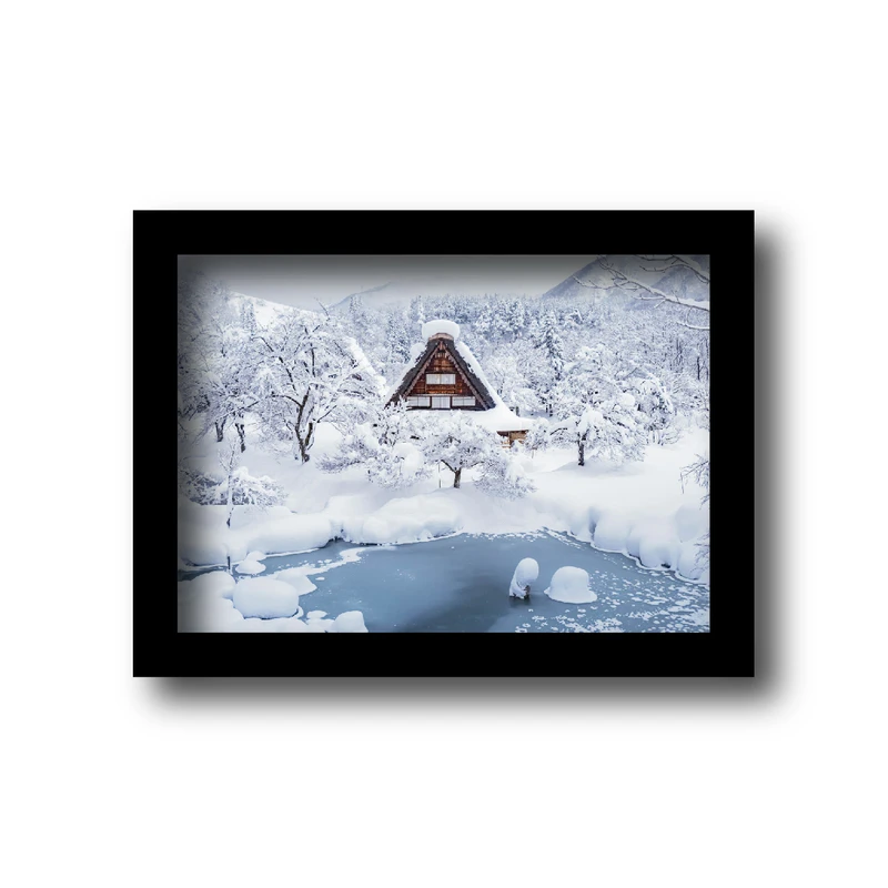 تابلو مدل منظره طرح کلبه برفی 2  کد 2026