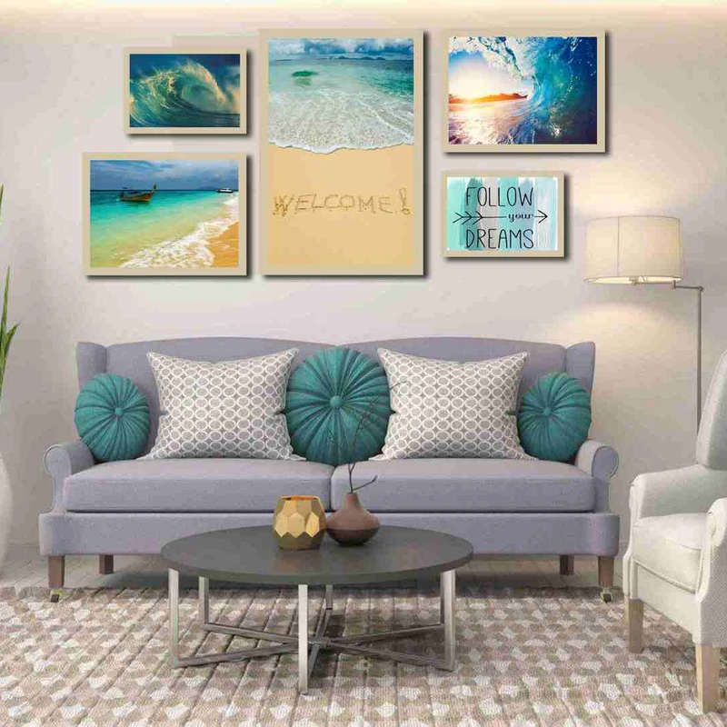 تابلو بکلیت طرح ساحل و دریا مدل دکوراتیو 220 مجموعه 5 عددی