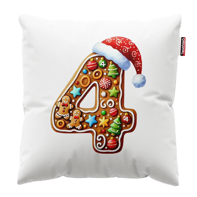 کوسن پاد آفرین مدل کریسمس طرح عدد چهار کد PK402721 سایز 40*40 سانتی متر 