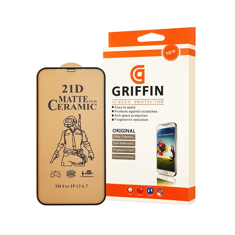 محافظ صفحه نمایش سرامیکی مات گریفین مدل FLCRM GN to مناسب برای گوشی موبایل اپل iPhone 12 Pro Max