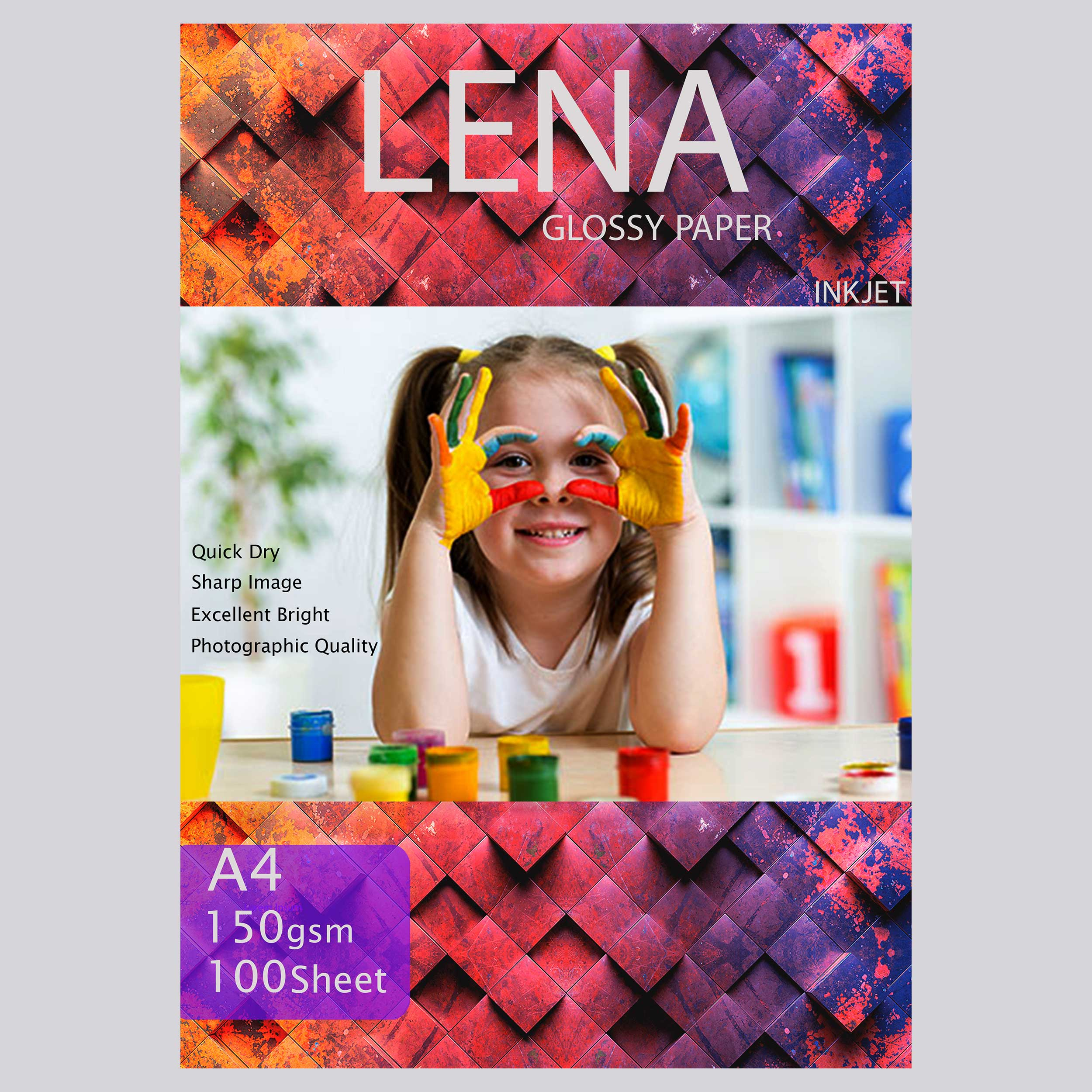 کاغذ چاپ گلاسه لنا مدل G150-HG سایز A4 بسته 100 عددی