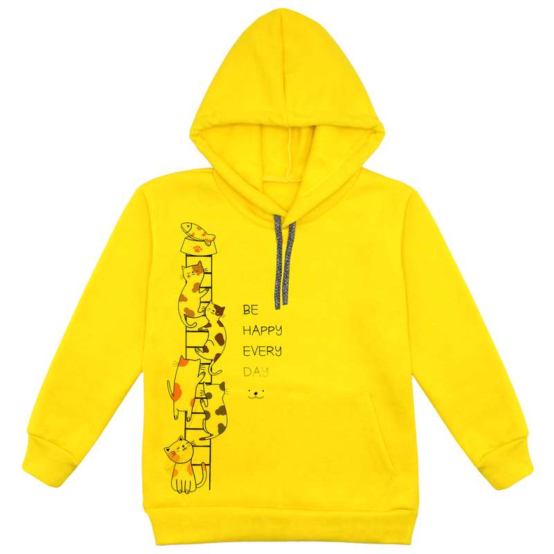هودی پسرانه مدل حیوانات F64 رنگ زرد