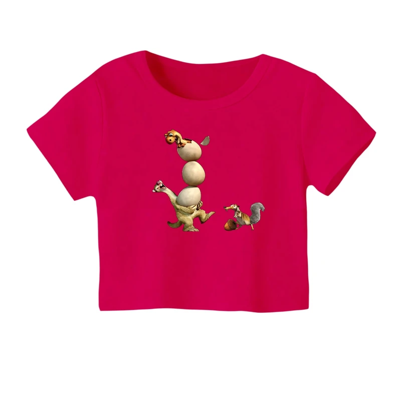 کراپ‌ تی‌شرت آستین کوتاه زنانه مدل عصر یخبندان کد ۴