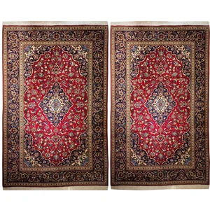 فرش قدیمی دستبافت هشت و نیم متری طرح ترنج کاشمر کد SH 100 یک جفت