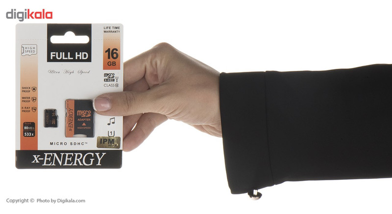 کارت حافظه‌ microSDHC اکس-انرژی مدل IPM کلاس 10 استاندارد U1 سرعت 80MBps همراه با آداپتور SD ظرفیت 16 گیگابایت