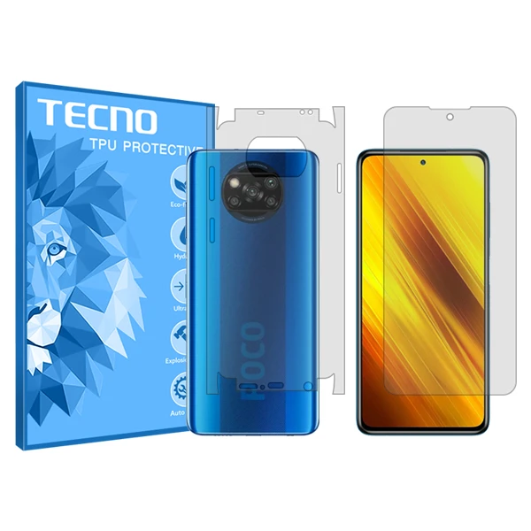 محافظ صفحه نمایش شفاف تکنو مدل Hygel مناسب برای گوشی موبایل شیائومی Poco X3 به همراه محافظ پشت گوشی
