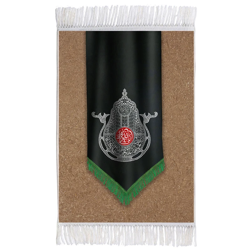 فرش ماشینی دیوارکوب اطلس آبی طرح یا ثار الله مدل T2642