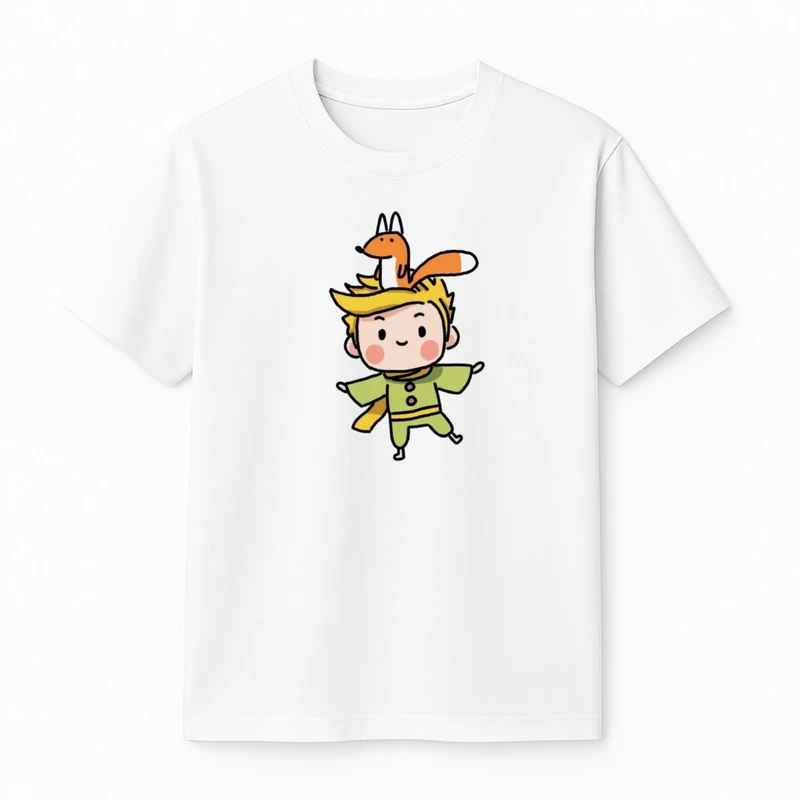 تی‌شرت آستین کوتاه پسرانه مدل شازده کوچولو و روباه کد v2 