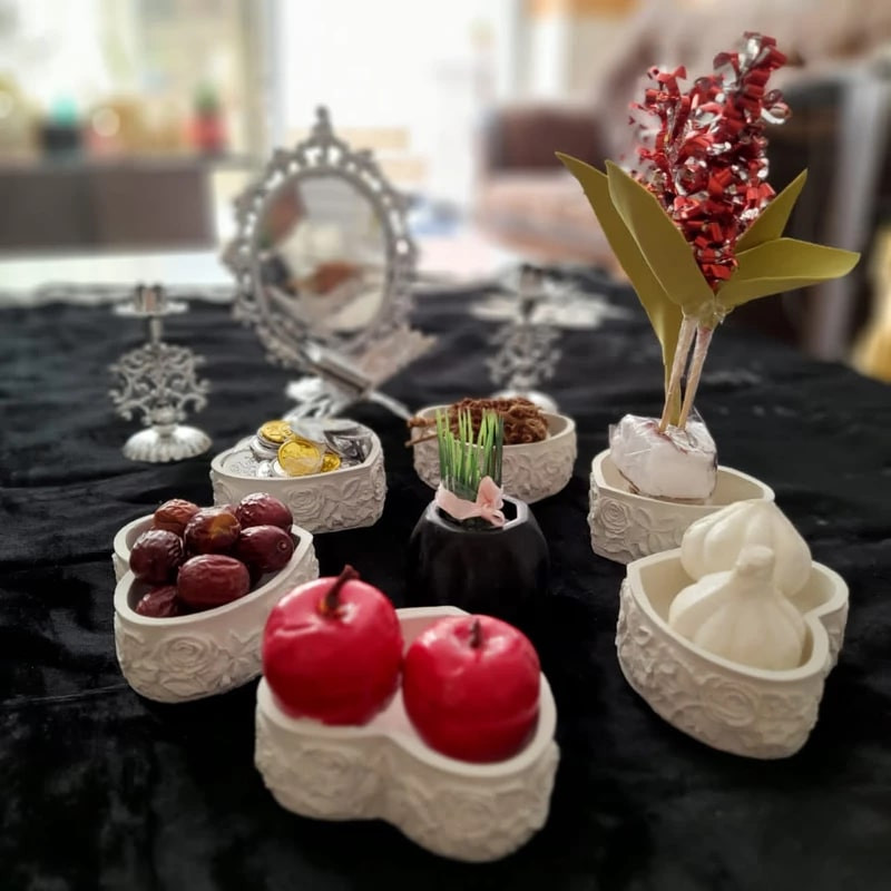 هفت سین مدل قلب گلی مجموعه شش عددی