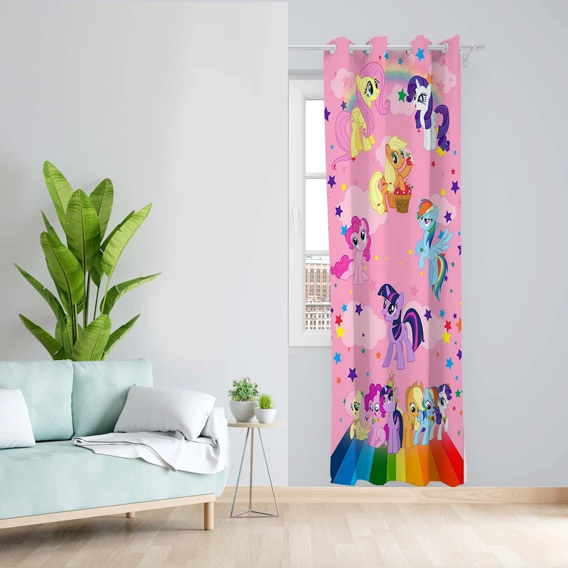 پرده طرح یونیکورن مدل مخمل پانچی کد 1744 z سایز 140x200 سانتی متر