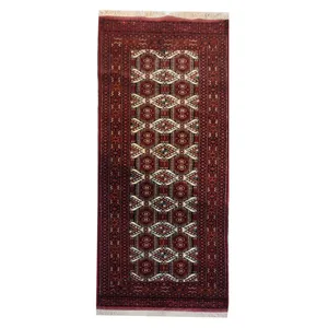 فرش دستباف کناره طول سه متر طرح ترکمن مدل AA