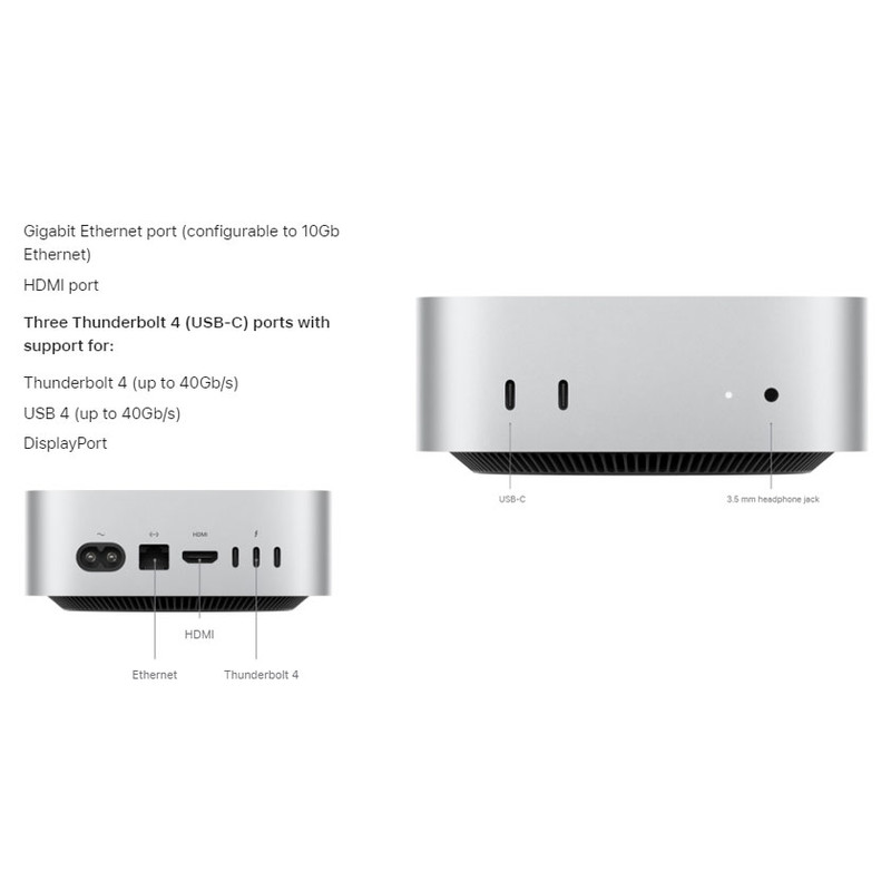کامپیوتر کوچک اپل مدل Mac Mini MCYT4 2024 LLA-M4-24GB RAM-512GB SSD