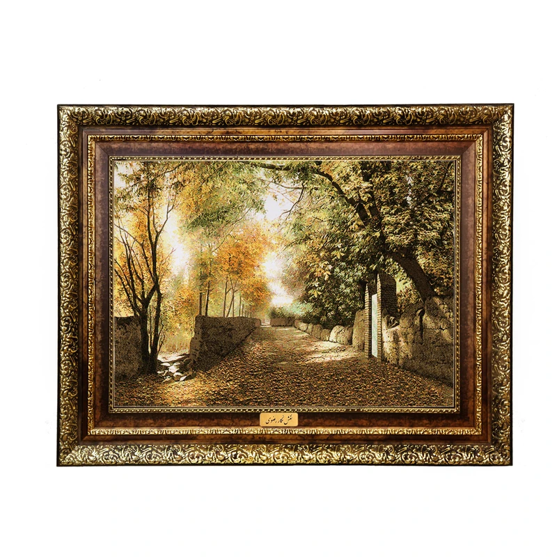 تابلو فرش ماشینی نقش نگار رضوی طرح کوچه باغ کد 1924KH